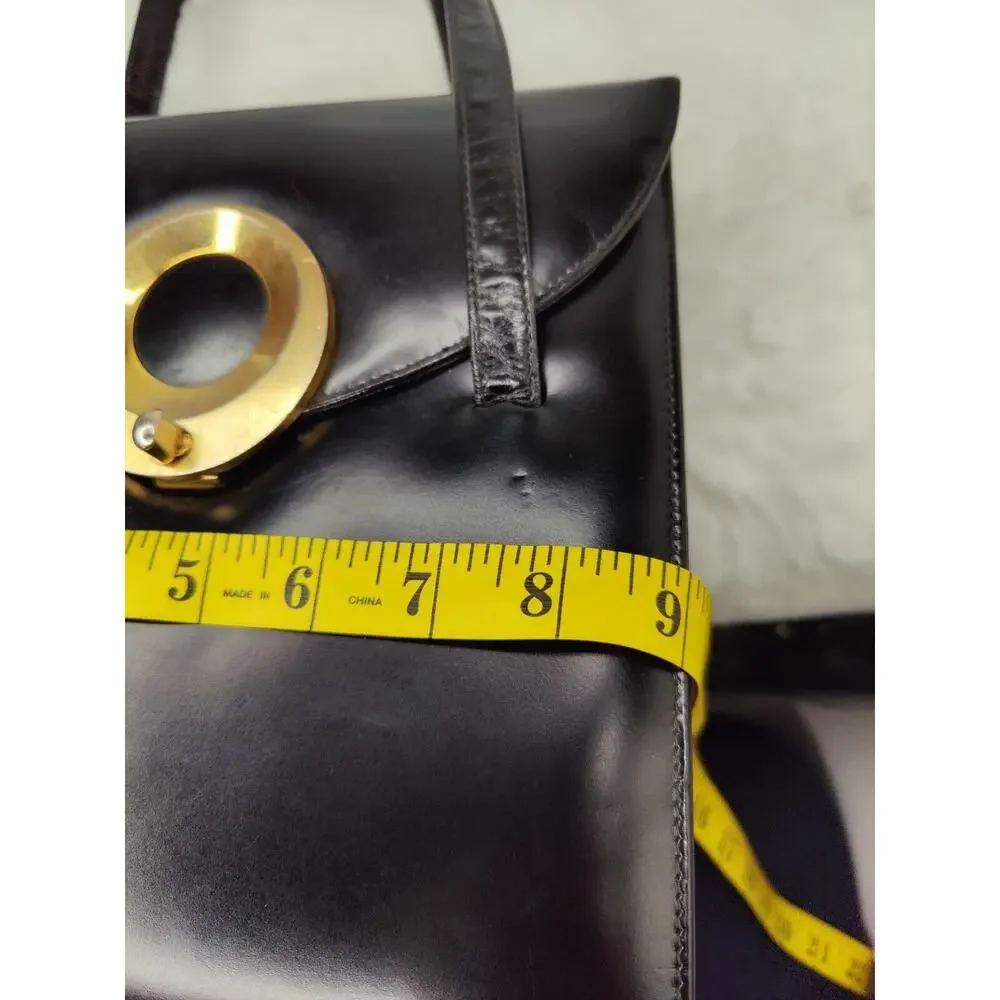 Vintage Black Leather Purse with gold hardwear